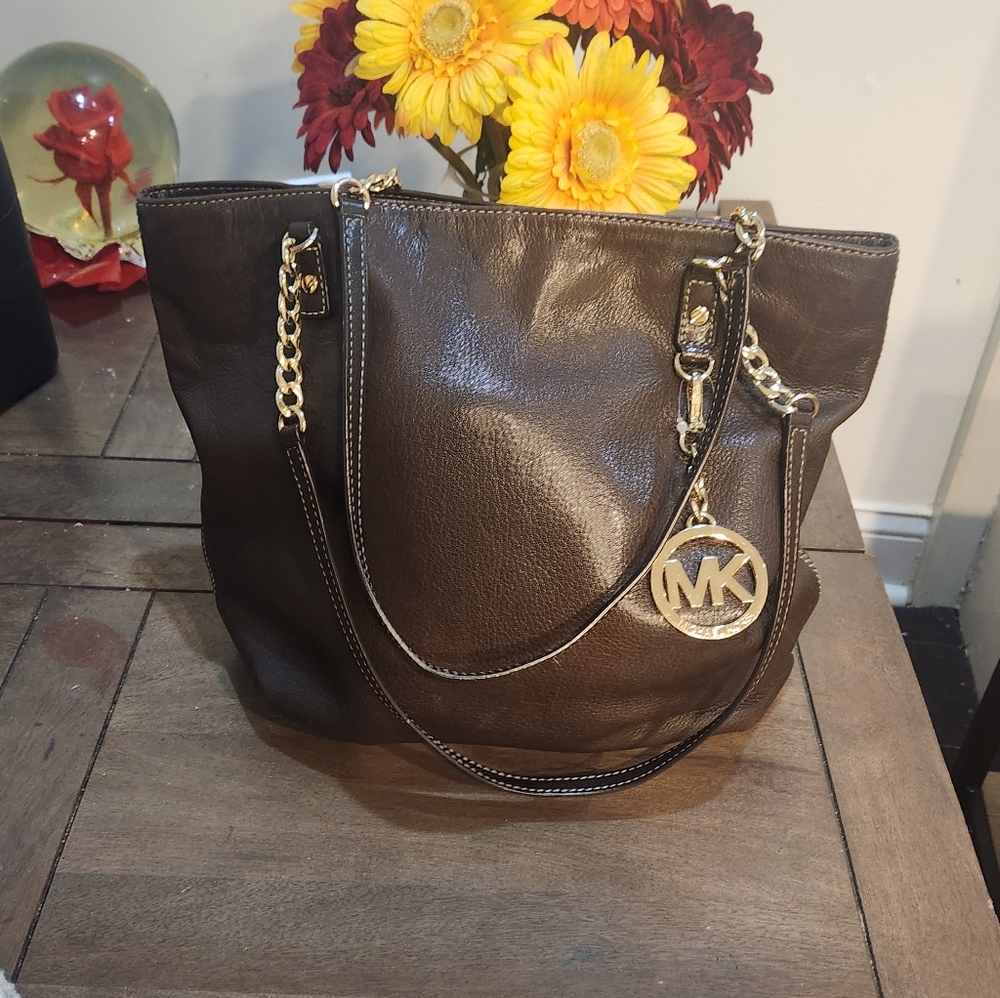 Michael Kors Brown Leather Tote Bag EUC